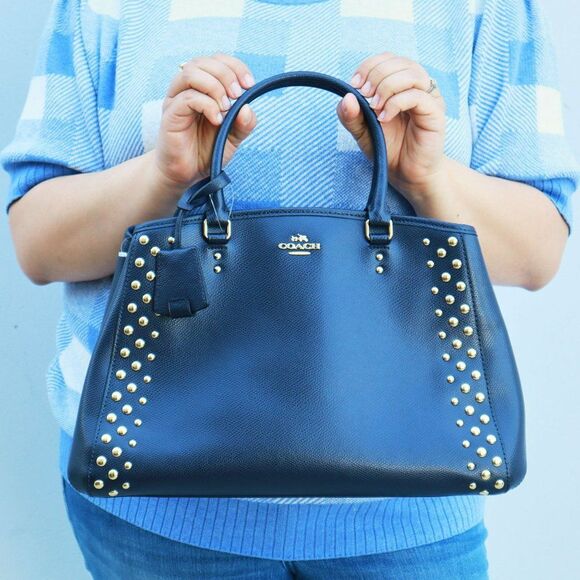 NWT Coach Studded Crossgrain Margo Carryall 35274 Midnight - Picture 2 of 10